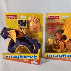 NIB Fisher Price Imaginext Dragon World:  Purple Sea Serpent + LION DRAGON